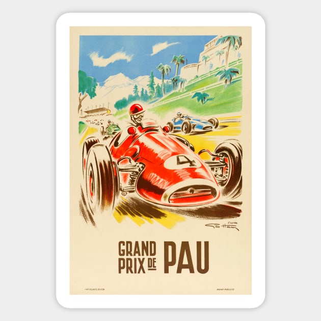 Grand Prix de Pau Vintage Poster 1950 Sticker by vintagetreasure